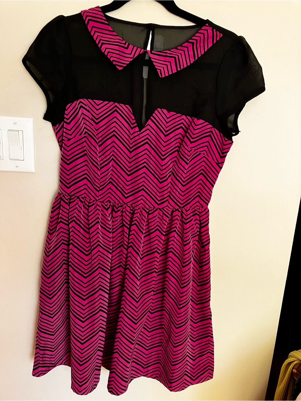 Paper doll Hot Pink and Black Chevron Fit-and-Flare Tunic coquette cute striking